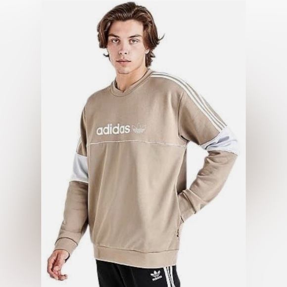 MEN'S ADIDAS ORIGINALS ZX ITASCA TREFOIL CREW KHAKI SWEATSHIRT Size XL F17 - Picture 1 of 8